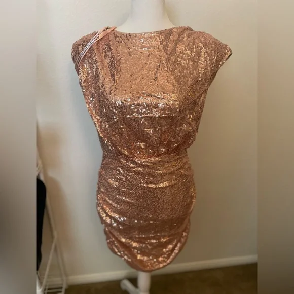 Style of CB Sequin Rose Gold Dress - Picture 1 of 9